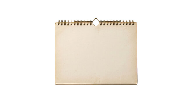 Vintage blank wall calendar with spiral binding and hanging hole