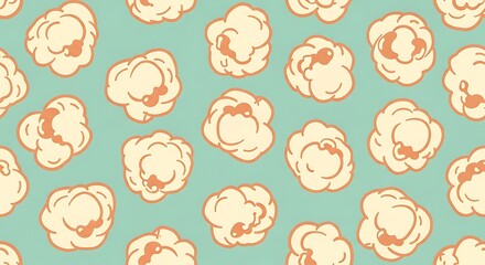 Seamless vector popcorn pattern on a teal background