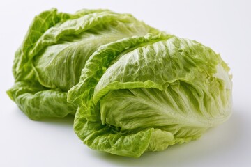 Fototapeta premium Freshly harvested little gem lettuce duo photographed against pure white backdrop
