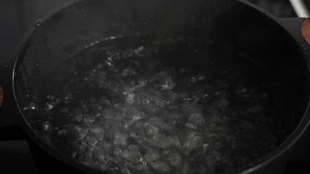 Boiling Water in Pot Close-Up