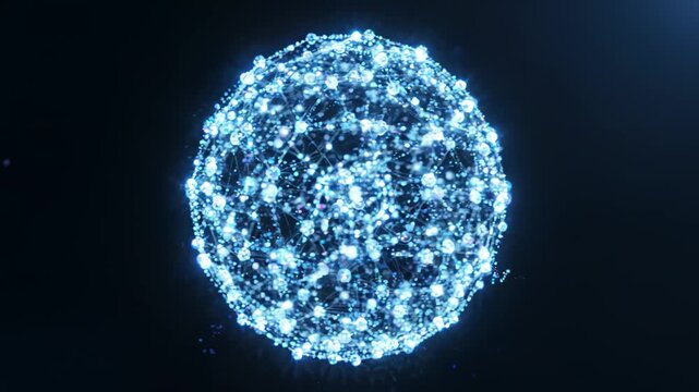 Glowing Particle Sphere Explosion in Dark Space &ndash; Abstract Digital Technology Animation