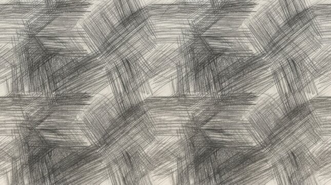 Abstract crosshatch pencil drawing pattern with gray lines on light background repeating geometric shapes minimal texture.