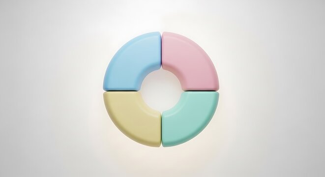 Colorful circular pie chart graphic element isolated on a clean white background