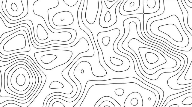 Black and white topographic contour lines moving background animation
