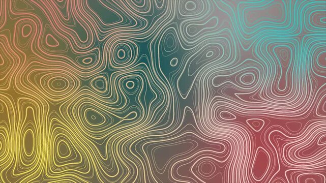 Abstract colorful gradient topographic contour lines moving background animation