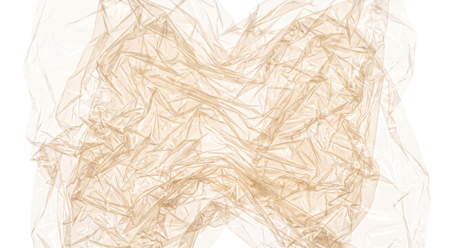 Abstract textured background of crumpled sheer fabric with delicate stitching