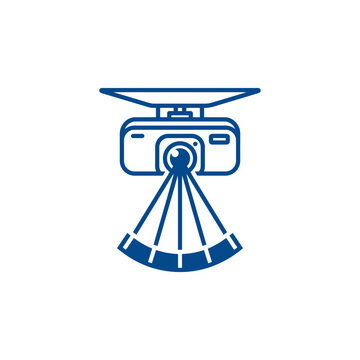 Blue line art illustration of a digital video recorder for vehicle security and surveillance