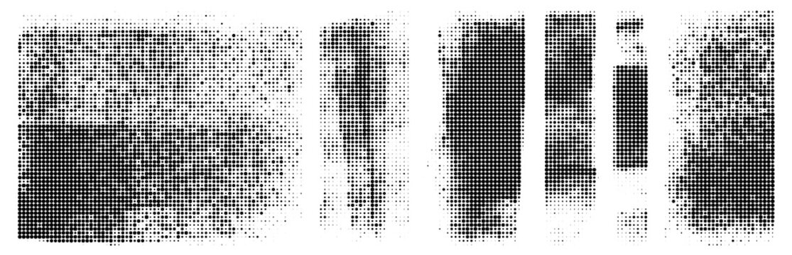 Set of abstract halftone grunge textures and shapes