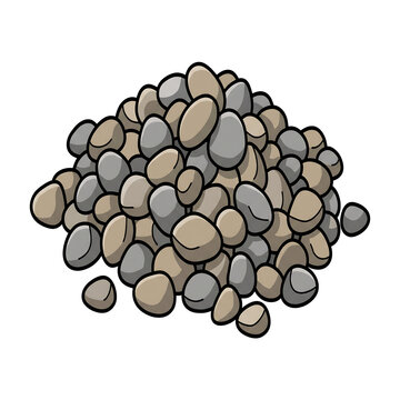 Isolated Growing Medium, Cartoon pile of grey and brown stones and pebbles illustration