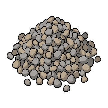 Isolated Growing Medium, Cartoony pile of grey and brown stones and pebbles isolated illustrati