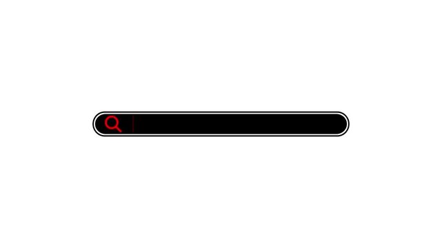 Minimalist search bar animation with blinking cursor and magnifying glass interface