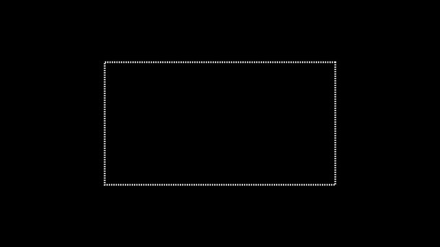 Minimalist white dotted rectangular frame overlay on black background, for creative editing, border rectangle