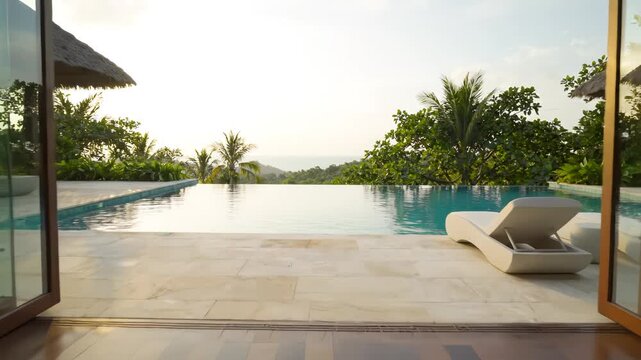 Luxury Villa with Infinity Pool and Ocean View at Sunset