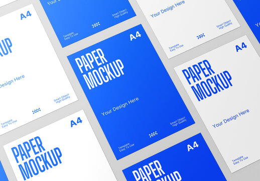 Top View Flyer Paper Grid Mockup