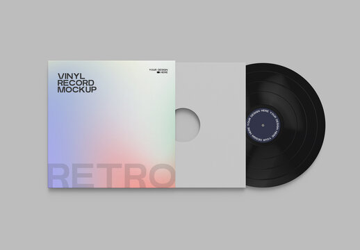 Retro Vinyl Record Album Sleeve Mockup with Gatefold Cover