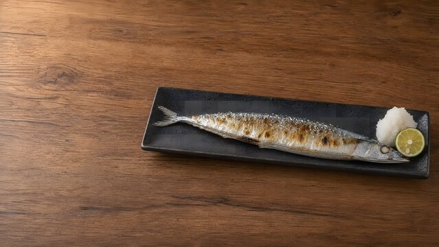 grilled pacific saury with grated daikon and sudachi citrus