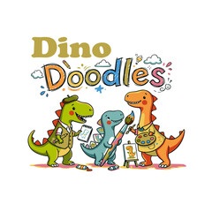 Fototapeta premium dino Doodles kids t shirt designs on vector