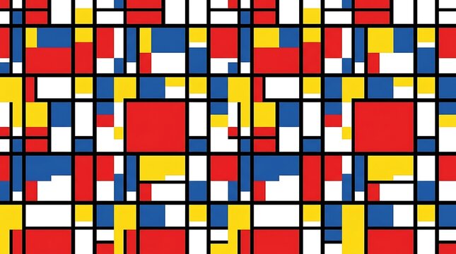 Modern geometric grid with vibrant primary color blocks