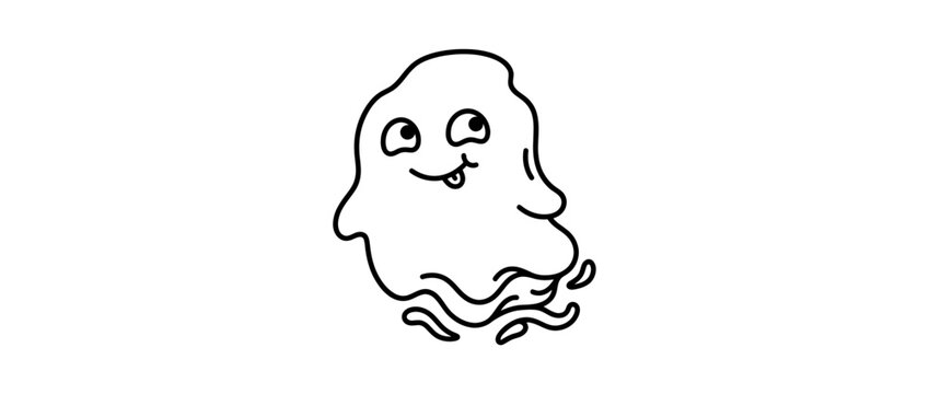 Cute cartoon blob monster isolated on transparent background