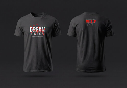 T-Shirt Mockup with Front and Back on Dark Background