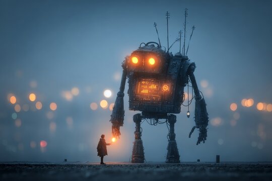 Automation's touch: the tides of modern employment. Glowing dash