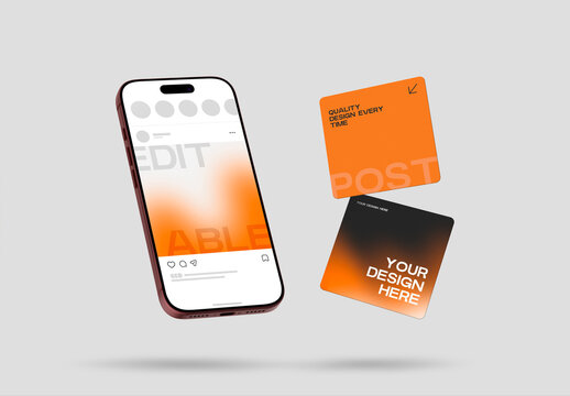 Social Media Post Mockup on Smartphone Screen