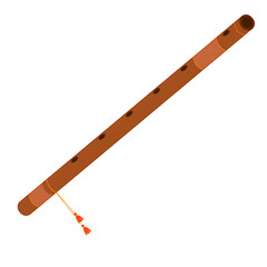 Traditional bamboo flute isolated on white background with bamboo wood, wood wind © anilkumar