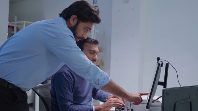 Software engineering use computer working development office are assisting algorithm systems or verifying code. Programmer teamwork using artificial intelligence on laptop analysis or writing coding