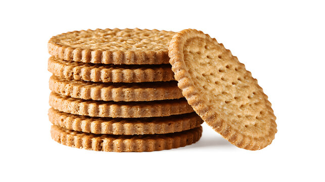 Stack of sweetmeal digestive biscuits isolated on a white background