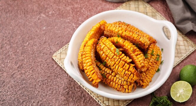 Corn ribs are processed grilled corn that is shaped like ribs.