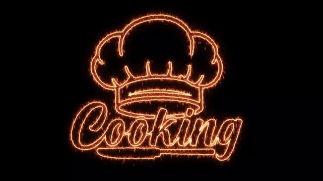 Burning Cooking Typography Logo Animation with Chef Hat 4K