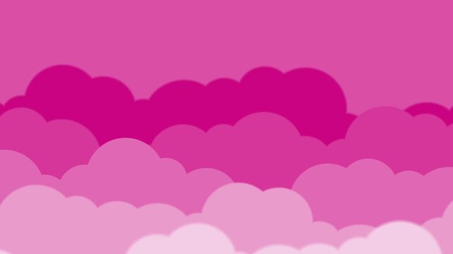 Pink Sunset Cloudscape Animation, Fluffy Magenta Cumulus Cloud Layers in Motion for Dreamy Sky Environment and Web Design