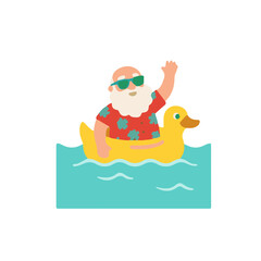 Fototapeta premium Summer Santa Claus Beach Icon Vector