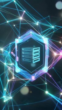 High resolution 4K digital animation illustrating complex global cybersecurity pathways database firewalls and encryption keys delivered with a pre keyed alpha channel for seamless integration into