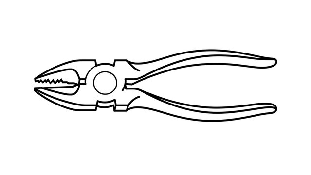 Black and white line art pliers on white background.