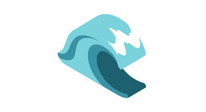 Stylized blue ocean wave with white surf foam