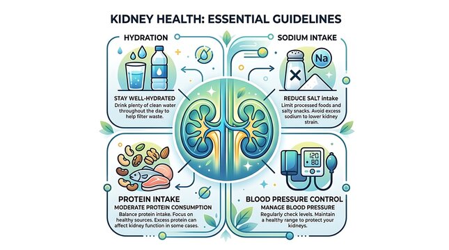 Guidelines for maintaining healthy kidney function infographic