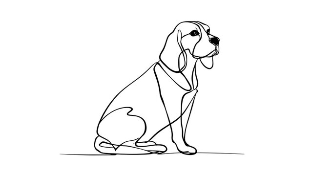 Beagle dog sitting illustration white background.