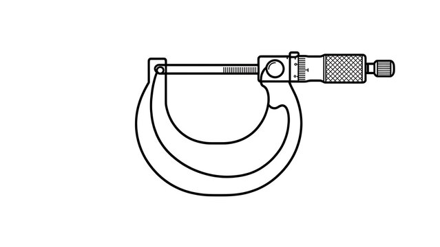 Precision micrometer tool on white background.