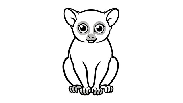 Cute cartoon lemur illustration white background.