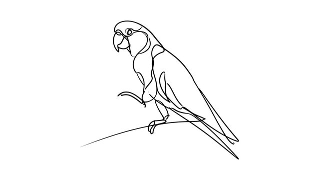 Parrot line art illustration white background.