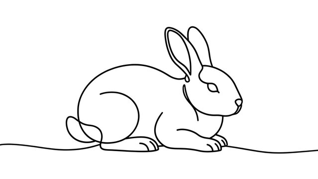 Cute rabbit illustration on white background.
