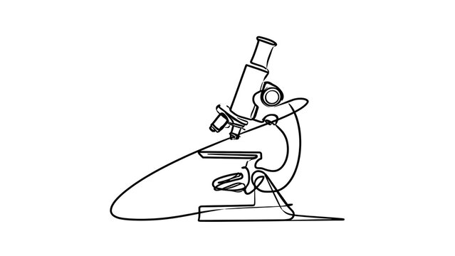 Microscope line art illustration white background.