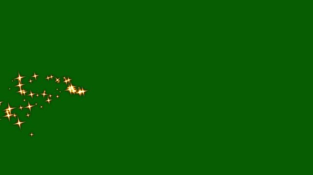 Sparkling star twinkle glitter white cartoon doodle animation, cartoon doodle sparkles, star sparkle vector doodles, glowing light effect in seamless on green screen background animation. 4k video
