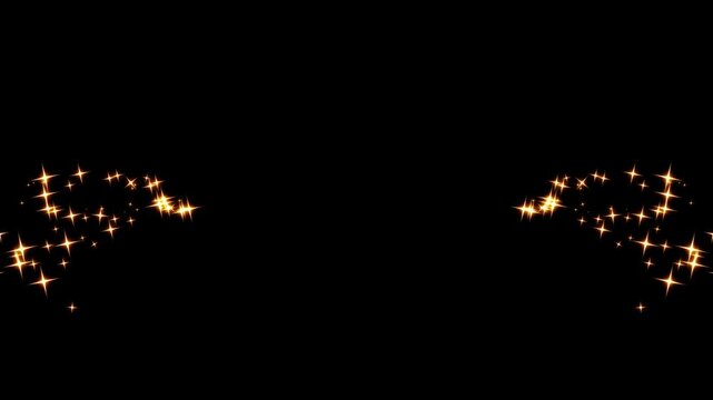 Glitter sparkles twinkle stars line twinkle sparkle stars animation, cartoon doodle twinkle effects, glitter line stars, shining sparkle motion on black screen, fairy dust transition seamless loop,