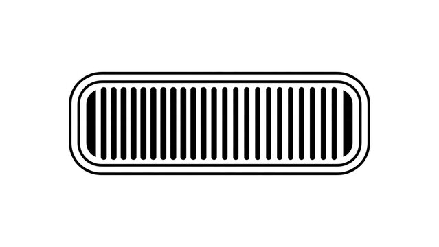 Black and white striped rectangle icon white background.