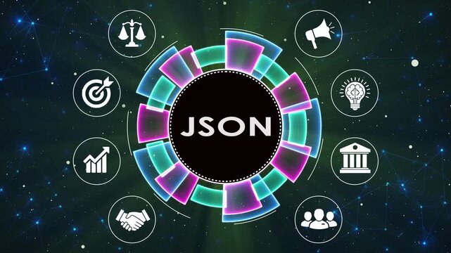Abstract json data transfer internet connection motion background loop animation.