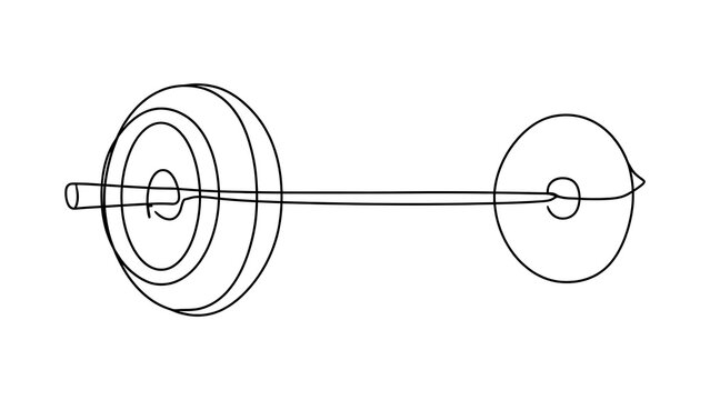 Barbell with weights on white background.