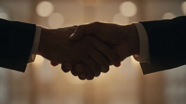 Handshake between two professional individuals signifies a successful business agreement and partnership.