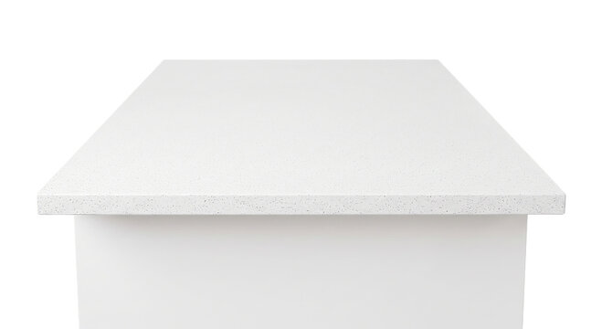 Modern white speckled countertop surface on a clean white background